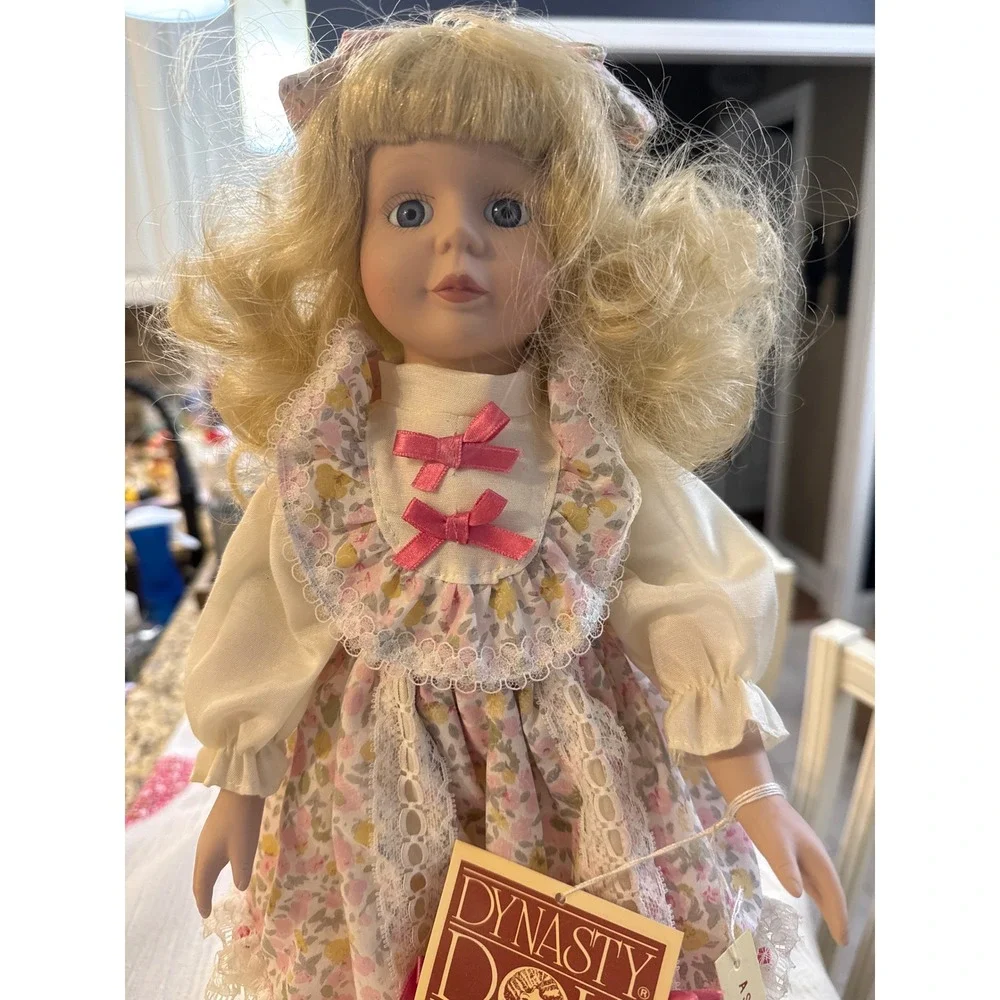 Dynasty Doll Collection A Stroll in the Park Porcelain Doll Blonde Blue Eyes 16